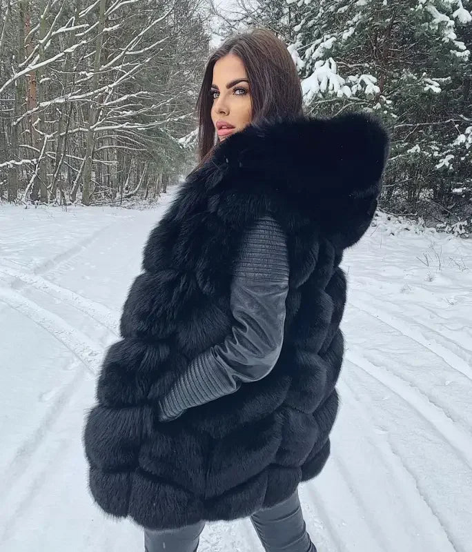 Sleeveless Vests With A Fluffy Hood | Fashionsarah.com