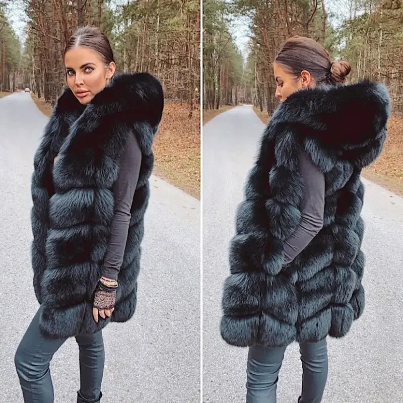 Sleeveless Vests With A Fluffy Hood | Fashionsarah.com