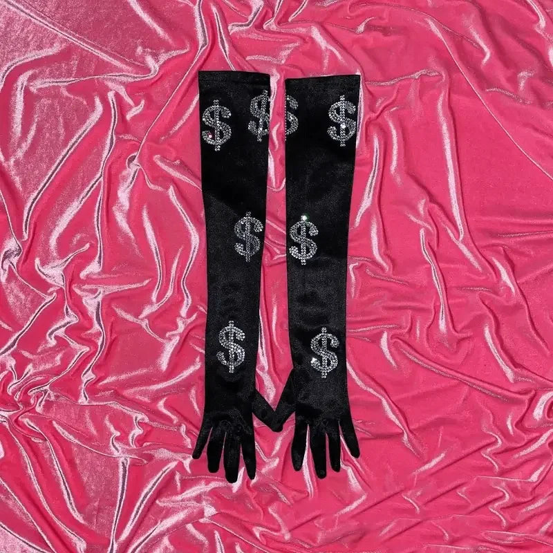 US Dollar Diamond Design Gloves | Fashionsarah.com