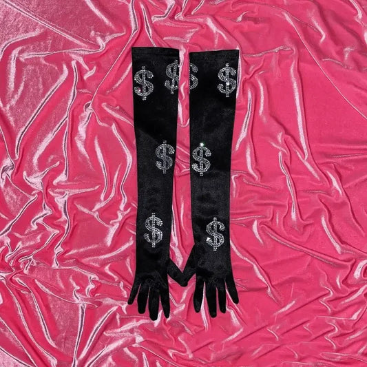 US Dollar Diamond Design Gloves | Fashionsarah.com