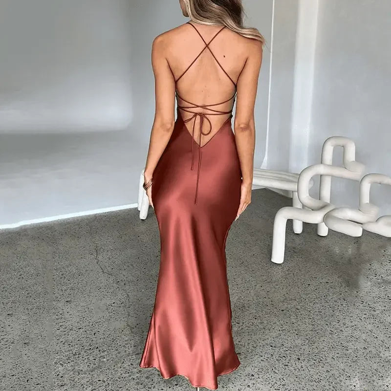 Satin Gown Chic Dress | Fashionsarah.com