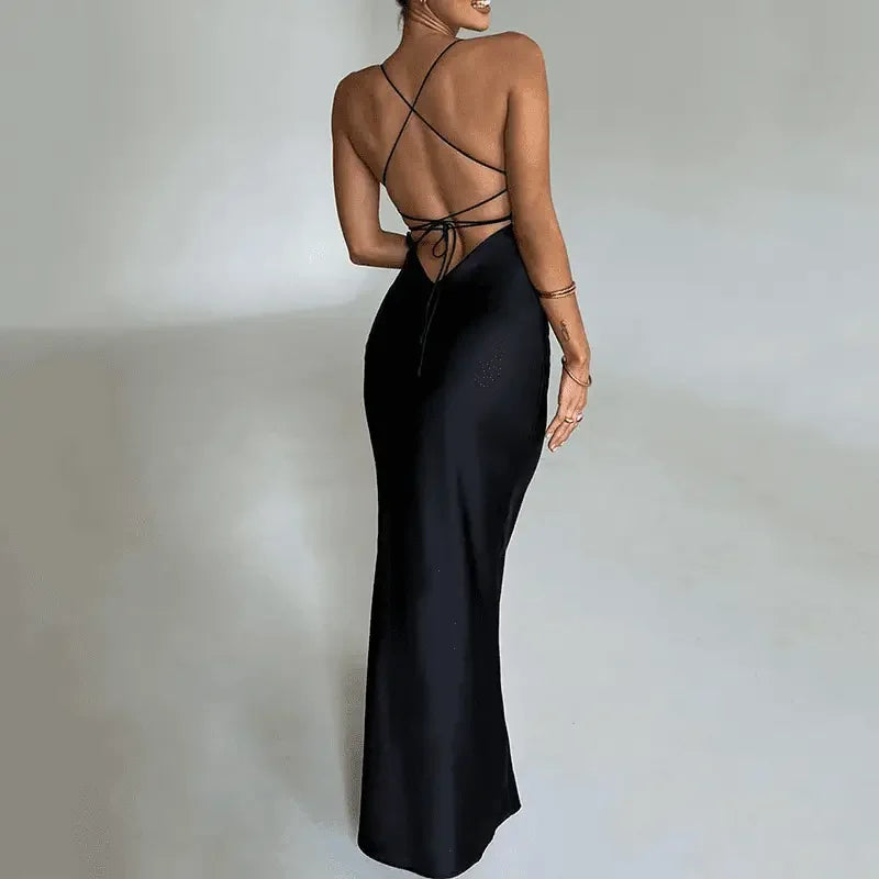 Satin Gown Chic Dress | Fashionsarah.com