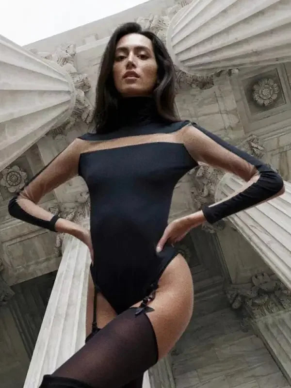 O Neck See Through Mesh Bodysuit | Fashionsarah.com