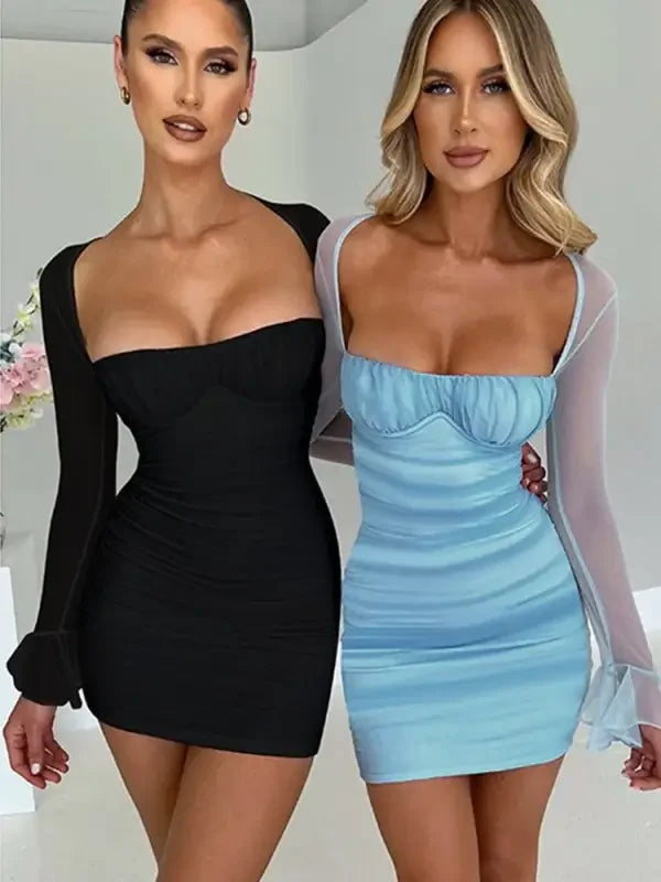 Ruched Sheath Dresses with Square Collar | Fashionsarah.com