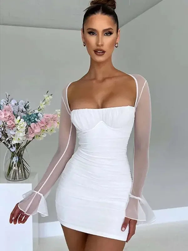 Ruched Sheath Dresses with Square Collar | Fashionsarah.com