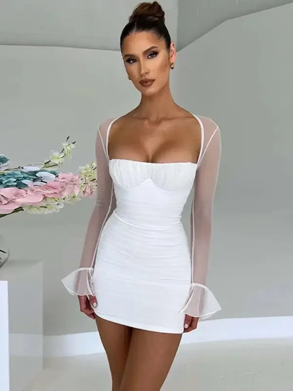 Ruched Sheath Dresses with Square Collar | Fashionsarah.com