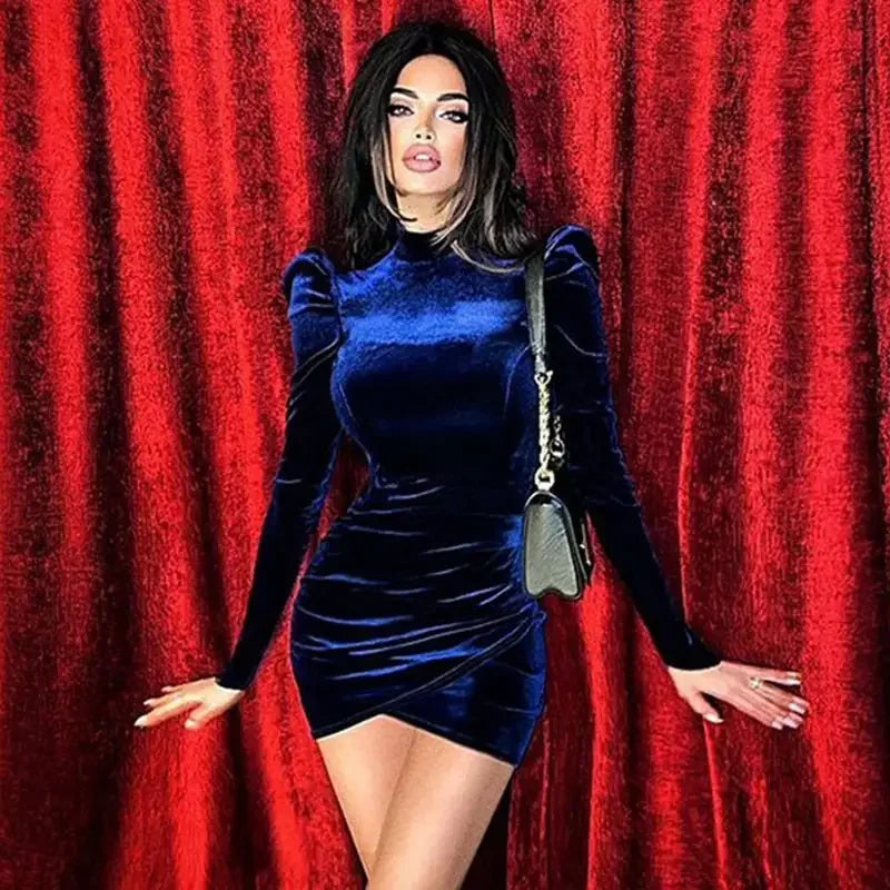 Velvet Draped Bodycon Dress | Fashionsarah.com