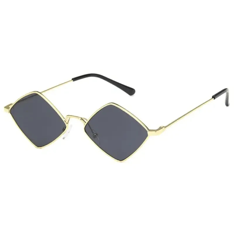 Diamond-shaped sunglasses with gold frames from Rhombus Sunglasses at an online boutique for women’s fashion