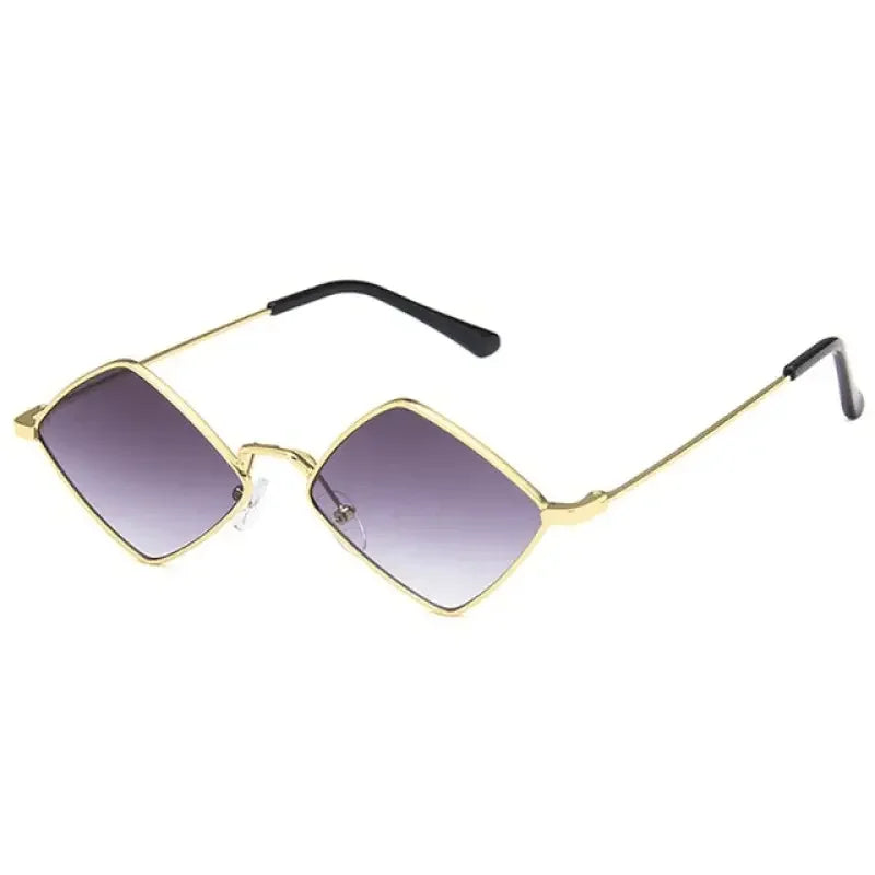 Rhombus sunglasses with gold frames and dark lenses, perfect for women’s fashion online boutique