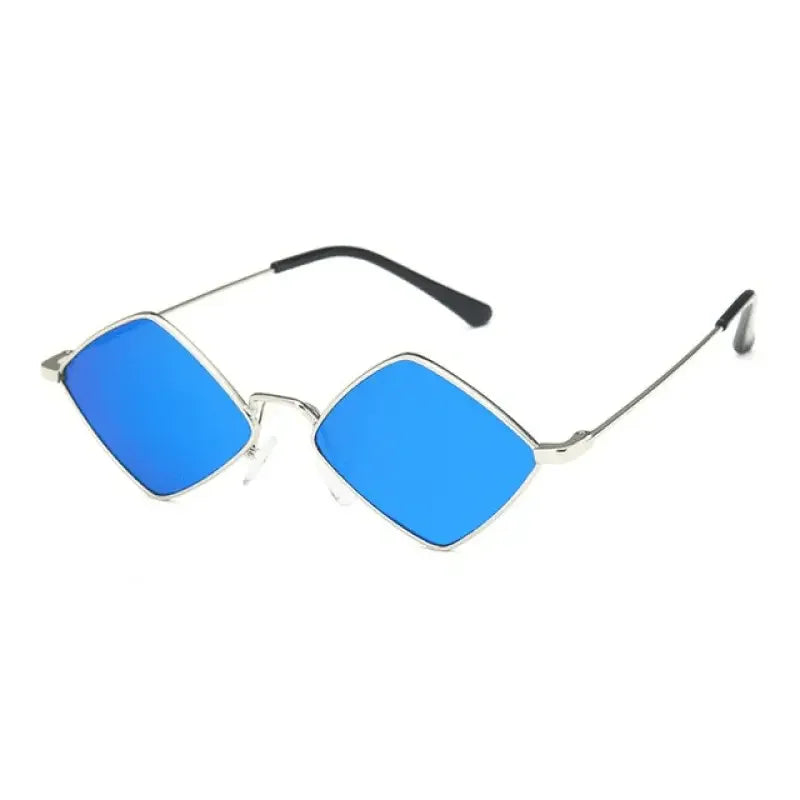 Rhombus sunglasses, blue-tinted diamond-shaped eyewear for women’s fashion online boutique