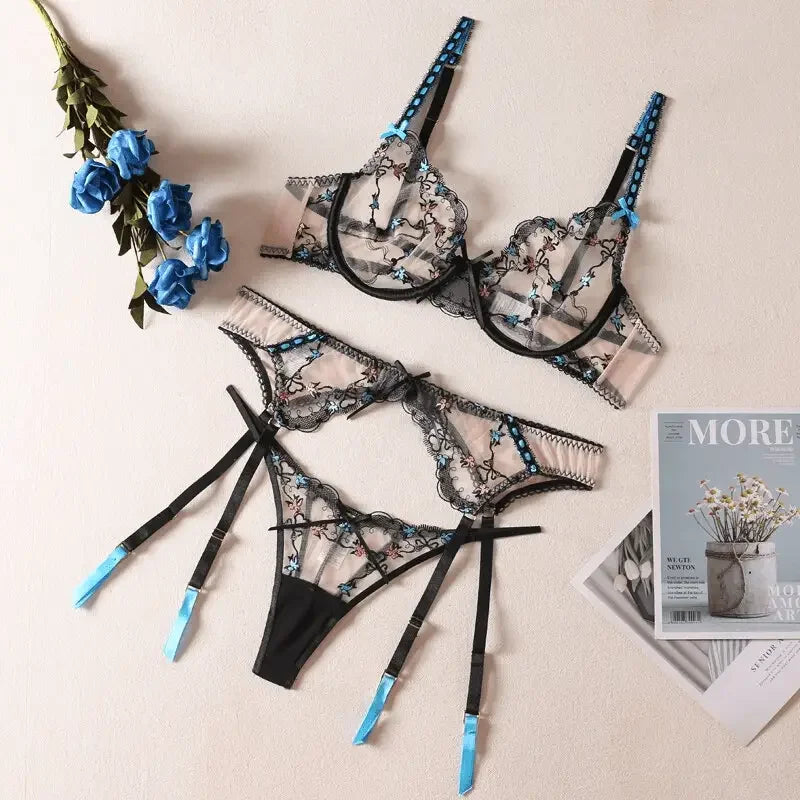 Luxury Lace Embroidery Bra And Panty Set | Fashionsarah.com