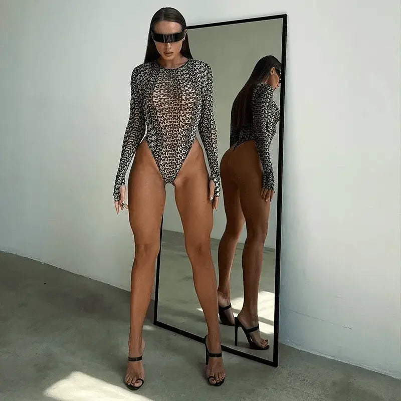 Long Sleeve Mesh Bodysuit | Fashionsarah.com