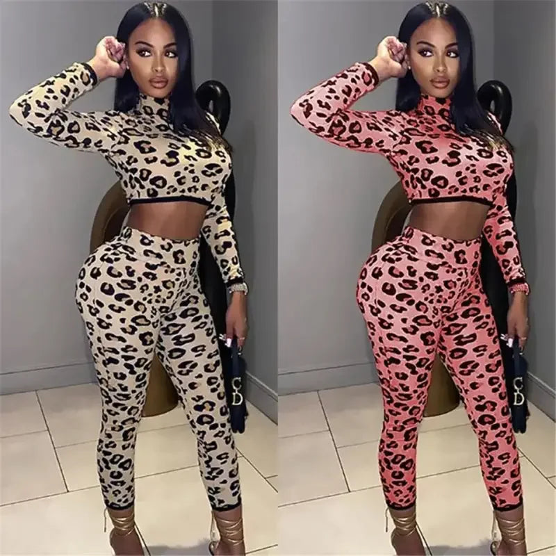 Leopard Tracksuit Two Piece Set | Fashionsarah.com