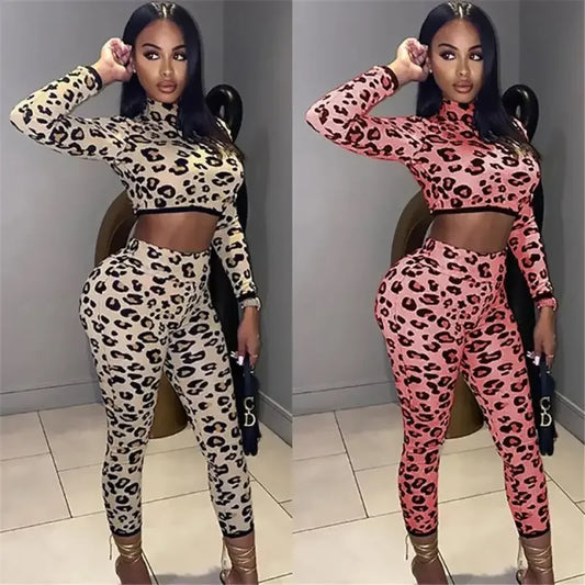 Leopard Tracksuit Two Piece Set | Fashionsarah.com