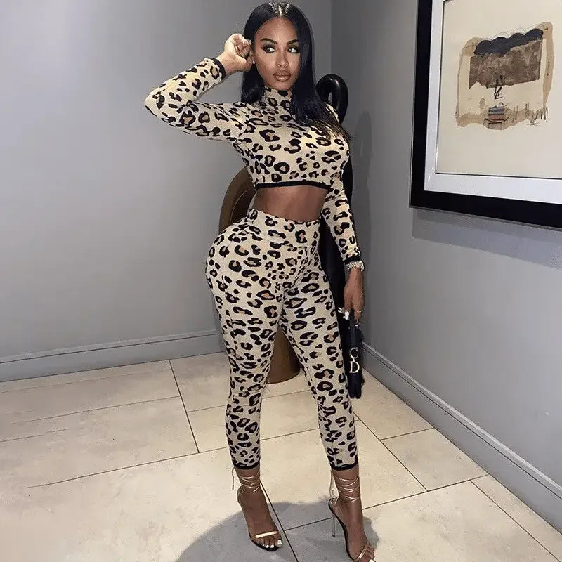 Leopard Tracksuit Two Piece Set | Fashionsarah.com