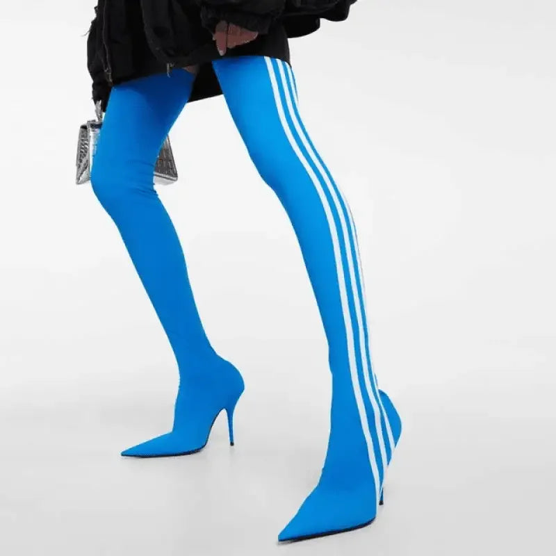 Stripe Over Knee Elastic Boots | Fashionsarah.com