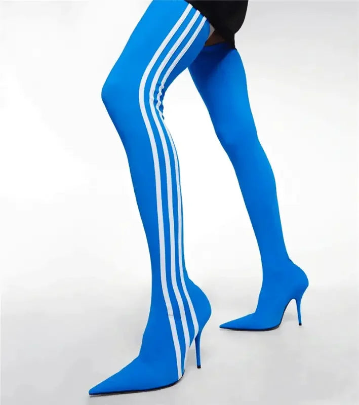 Stripe Over Knee Elastic Boots | Fashionsarah.com