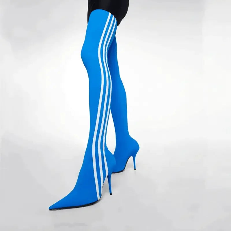 Stripe Over Knee Elastic Boots | Fashionsarah.com