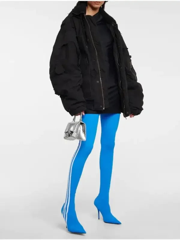 Stripe Over Knee Elastic Boots | Fashionsarah.com