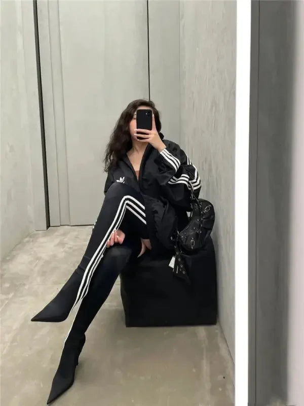 Stripe Over Knee Elastic Boots | Fashionsarah.com