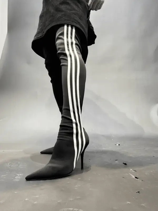 Stripe Over Knee Elastic Boots | Fashionsarah.com