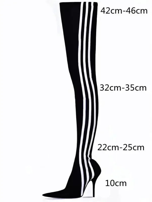 Stripe Over Knee Elastic Boots | Fashionsarah.com