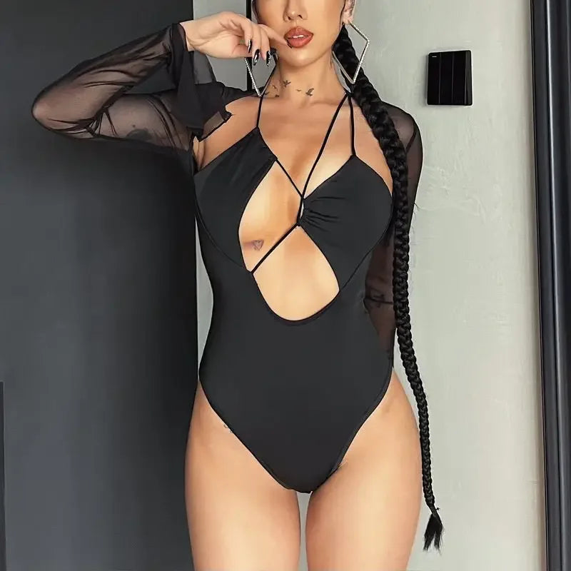 Sexy V-cut Mesh Bodysuit | Fashionsarah.com