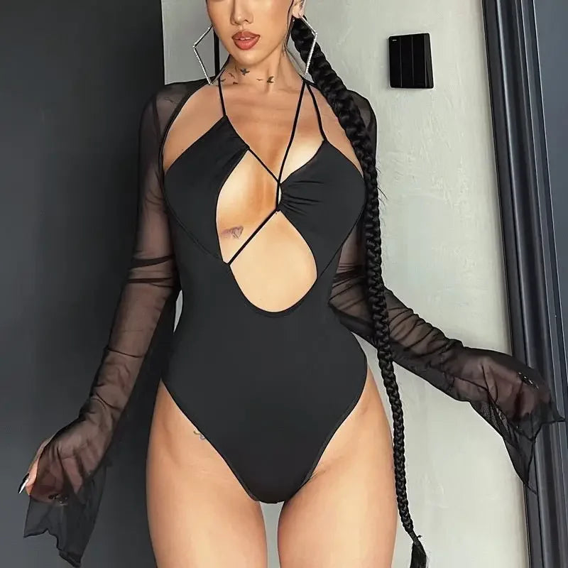 Sexy V-cut Mesh Bodysuit | Fashionsarah.com