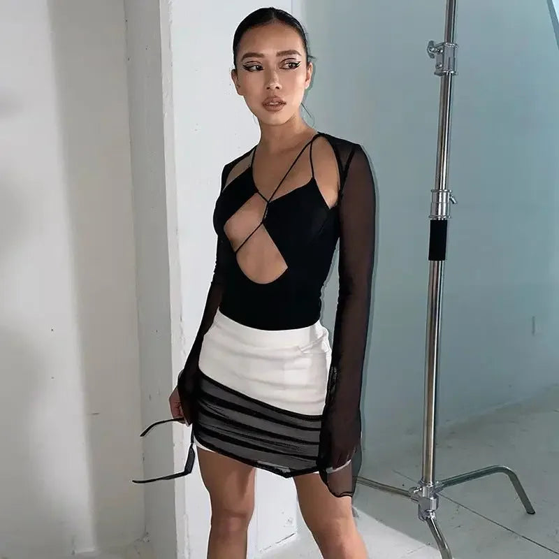 Sexy V-cut Mesh Bodysuit | Fashionsarah.com