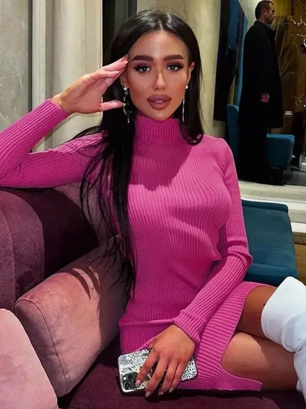 Knitted Turtleneck Bodycon Dresses | Fashionsarah.com