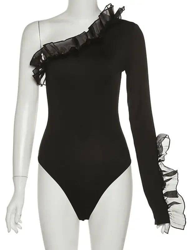 One Shoulder Sleeve Slim Fit Bodysuit | Fashionsarah.com