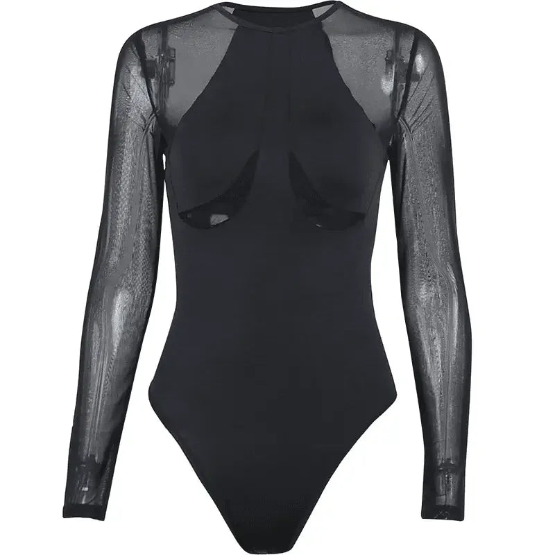 Mesh Milk Splicing Bodysuit | Fashionsarah.com