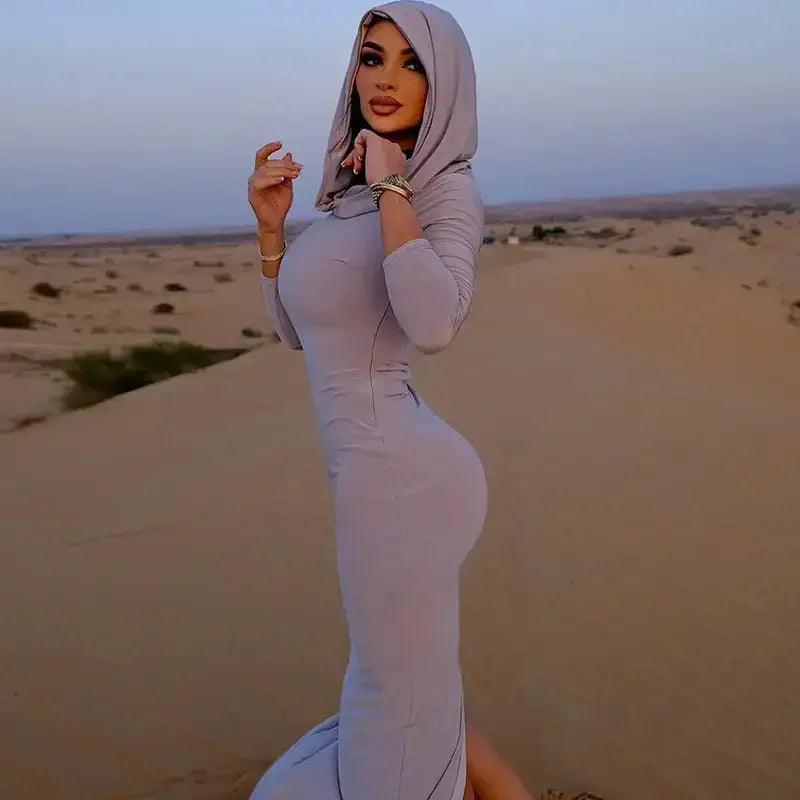 Hooded Maxi Slim Dress | Fashionsarah.com