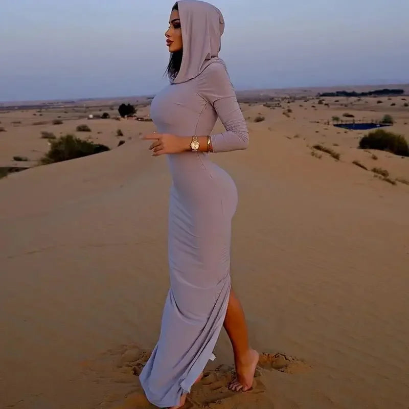 Hooded Maxi Slim Dress | Fashionsarah.com