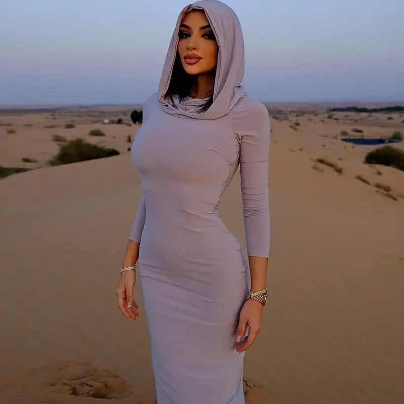 Hooded Maxi Slim Dress | Fashionsarah.com