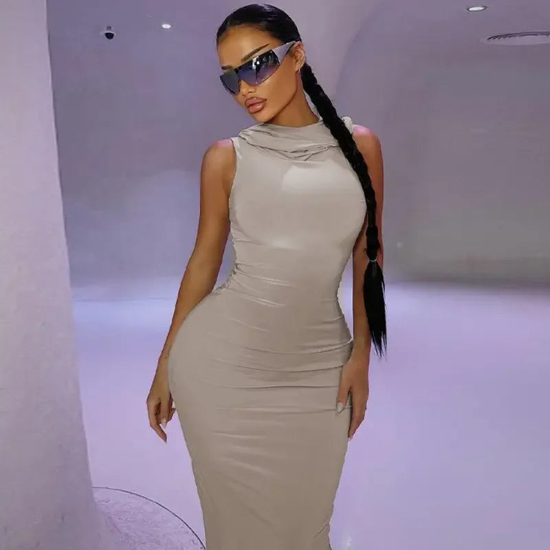 Hooded Sleeveless Maxi Dress | Fashionsarah.com