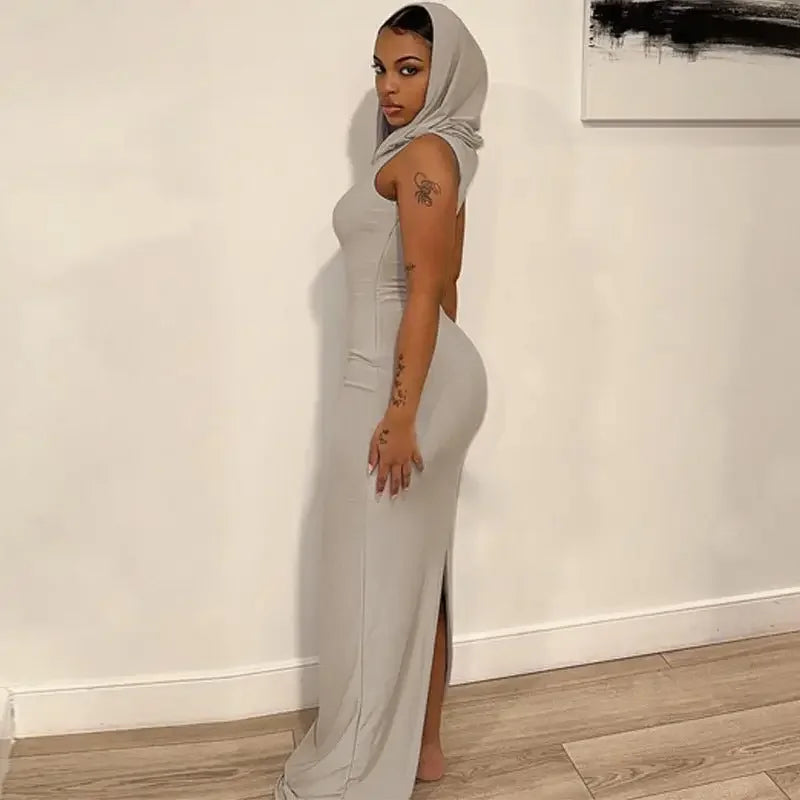 Hooded Sleeveless Maxi Dress | Fashionsarah.com