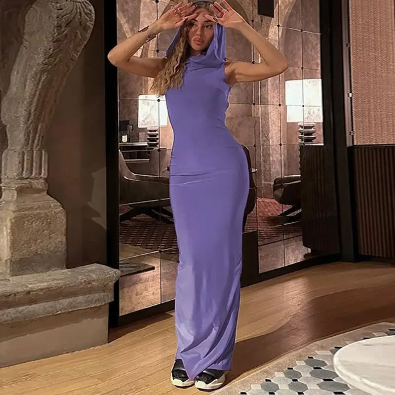 Hooded Sleeveless Maxi Dress | Fashionsarah.com