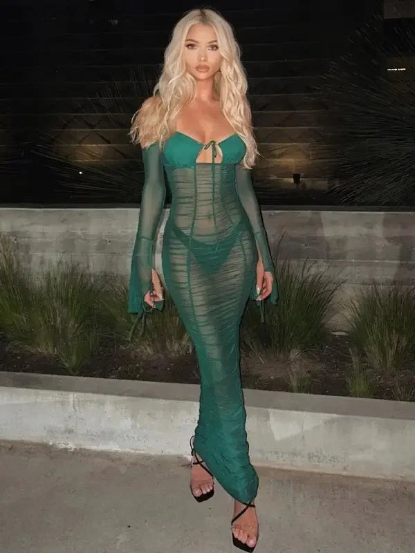 Elastic Pleated Bodycon Dress | Fashionsarah.com