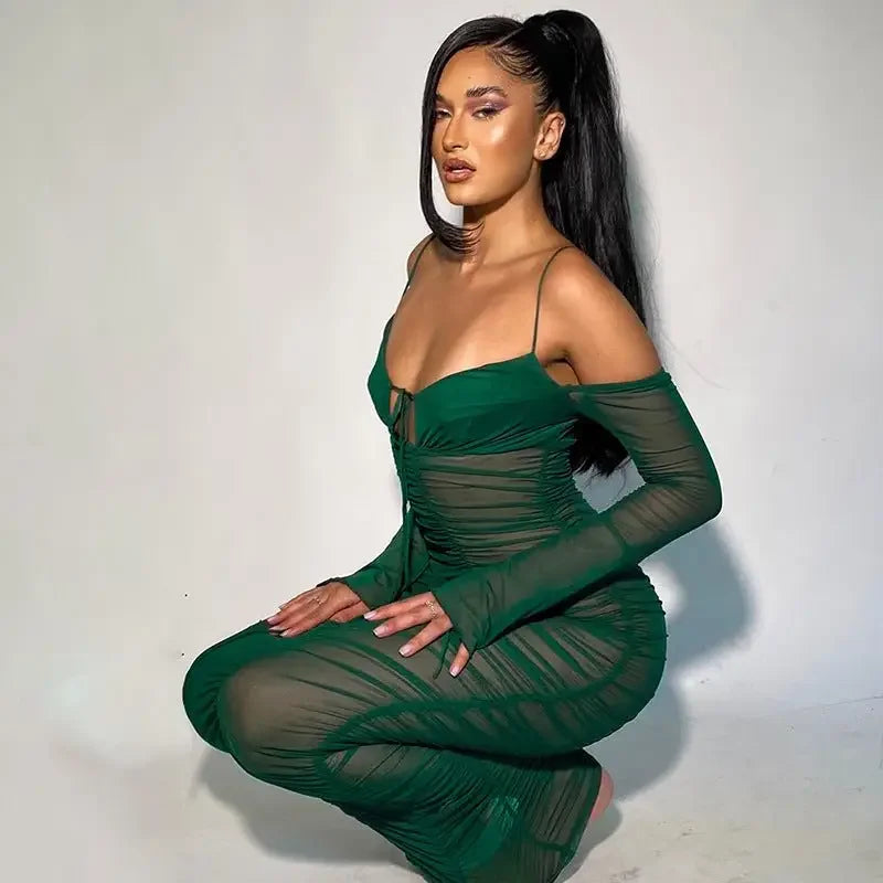 Elastic Pleated Bodycon Dress | Fashionsarah.com