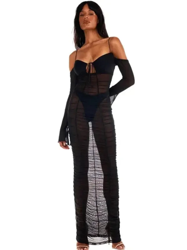 Elastic Pleated Bodycon Dress