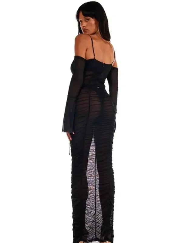 Elastic Pleated Bodycon Dress