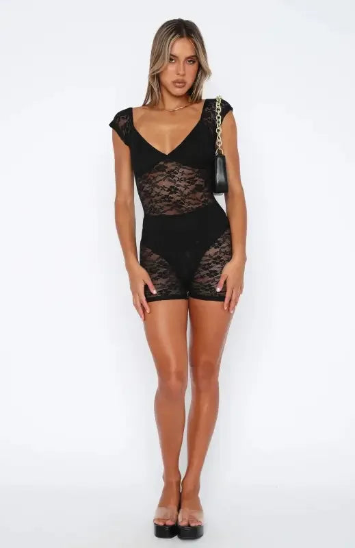 See Through Lace Playsuit | Fashionsarah.com