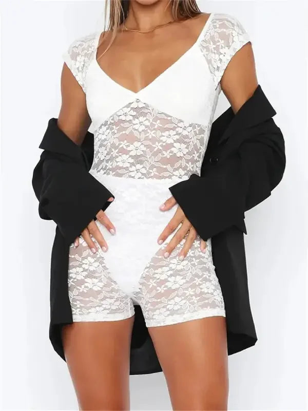 See Through Lace Playsuit | Fashionsarah.com