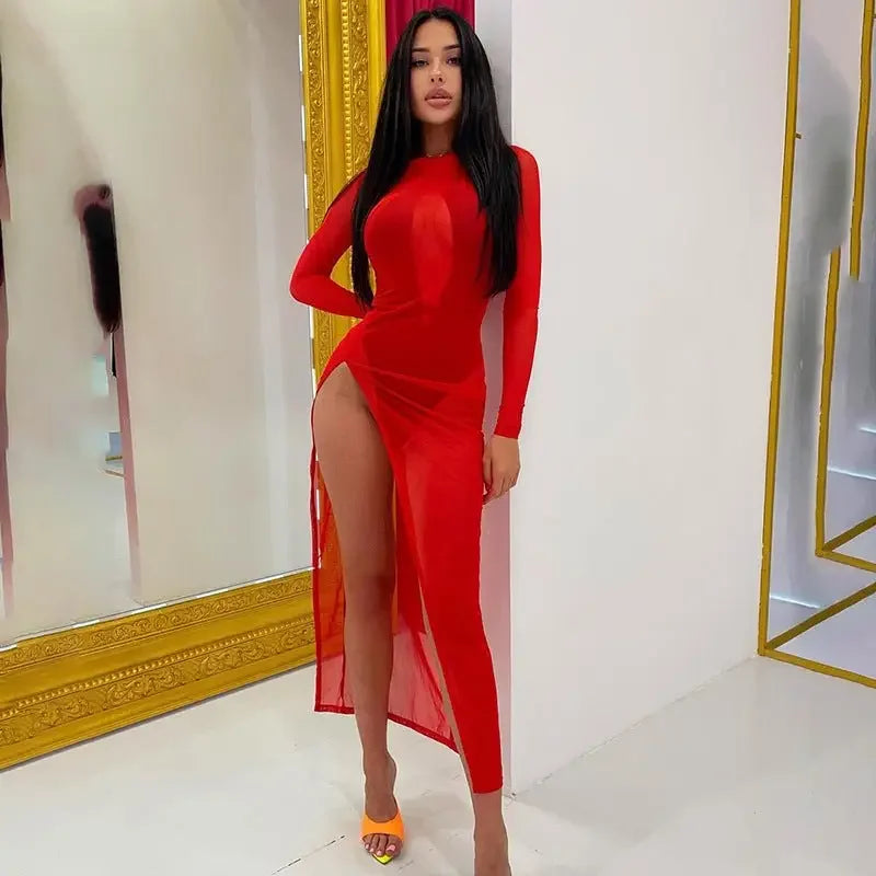 Long Sleeve Mesh Summer Dress | Fashionsarah.com