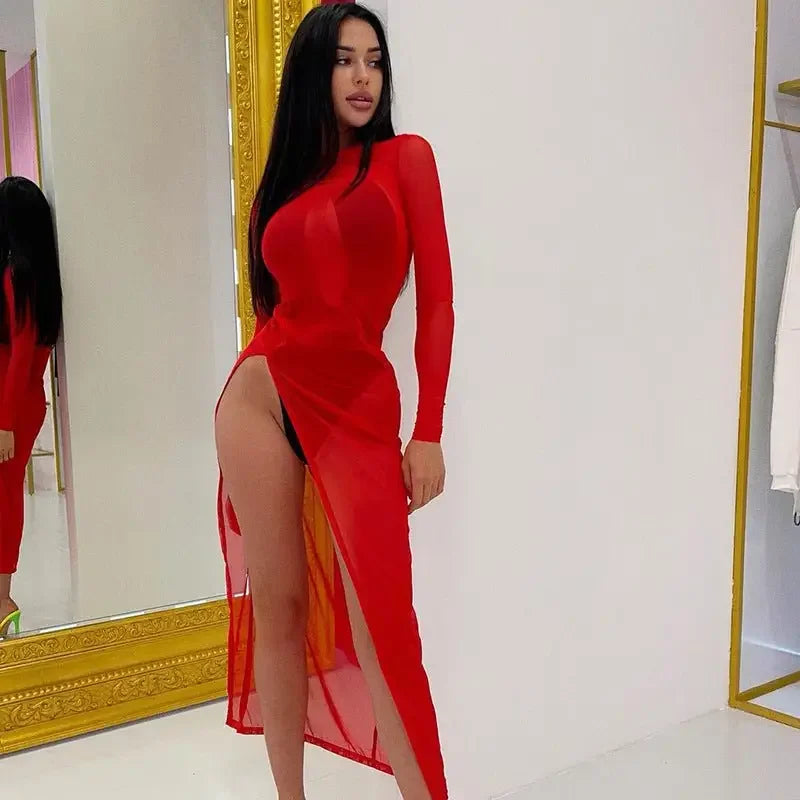 Long Sleeve Mesh Summer Dress | Fashionsarah.com