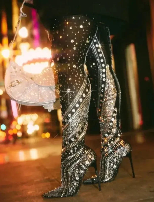Crystal Embellished Sock Boots | Fashionsarah.com