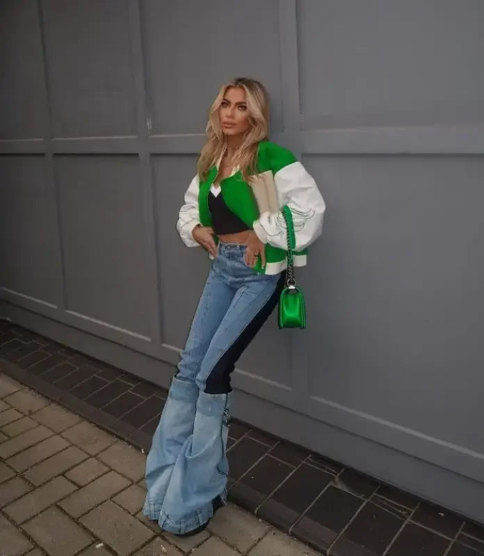 Denim Contrast Pencil Pants | Fashionsarah.com