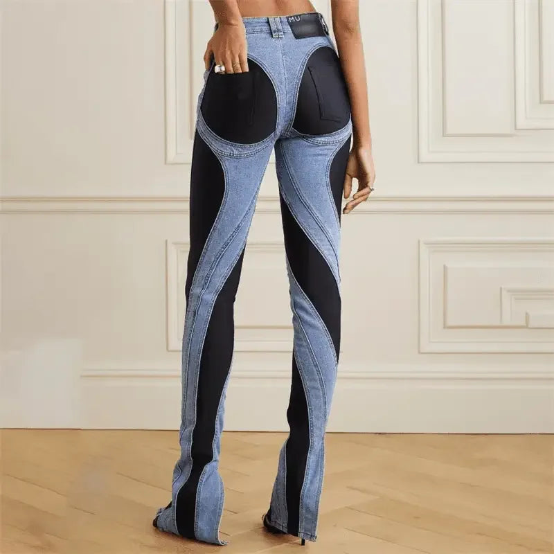 Fashionsarah.com Denim Contrast Pencil Pants
