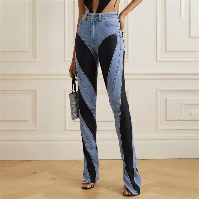 Denim Contrast Pencil Pants | Fashionsarah.com